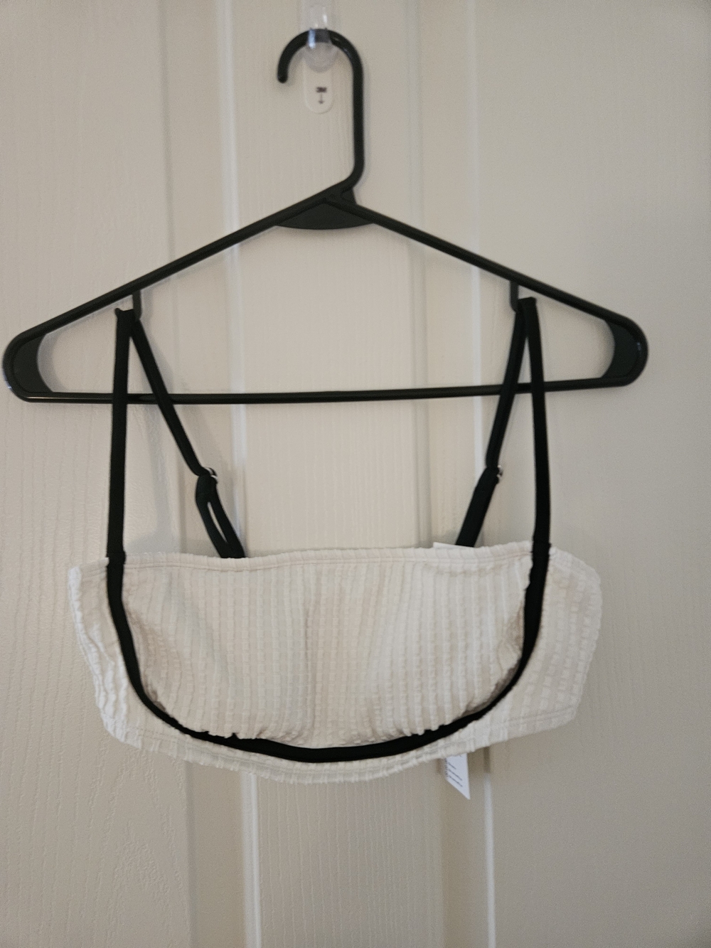 Cupshe White Ribbed Bikini with Black Trim